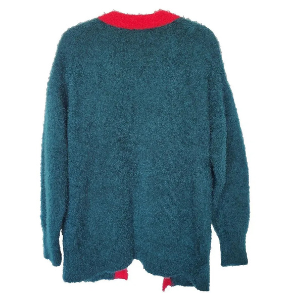 Blizzard Bay Vintage Christmas Ugly Knit Open Cardigan Sweater Size Small Pocket - Picture 2 of 13